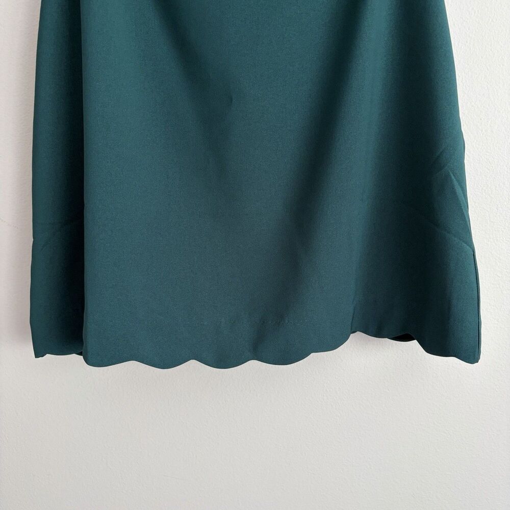 J Crew Womens Green Cami Tank Top Adjustable Blouse Scalloped Hem Size 12 - Picture 3 of 8
